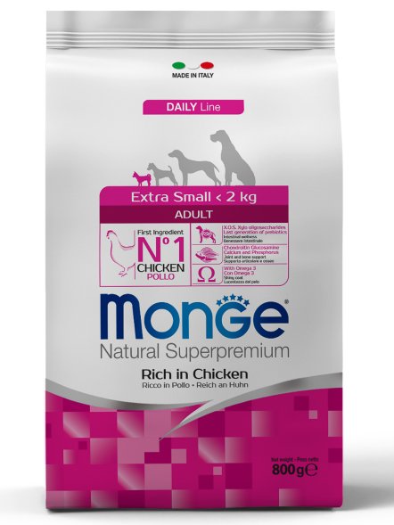 Monge Extra Small - Корм для взрослых собак миниатюрных пород с курицей (Adult)