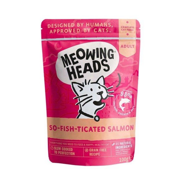Meowing Heads - Паучи для кошек с лососем, курицей и говядиной &amp;quot;Мурлыка&amp;quot; 100 гр