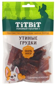 TiTBiT - Лакомство для собак мини пород, Грудки Утиные, 70 гр
