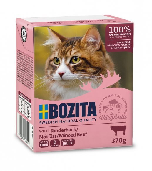 Bozita Feline - Консервы для Кошек - Кусочки в желе с рубленной говядиной 370гр