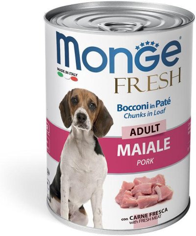 Monge Dog Fresh Chunks in Loaf - Консервы для собак, мясной рулет свинина 400г