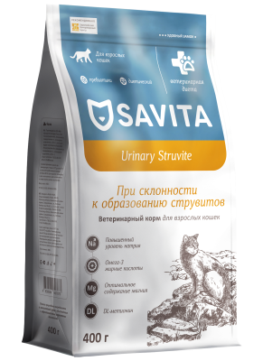 Savita Vet Urinary Struvite - Ветеринарный диетический сухой корм для кошек при струвитных камнях Savita Vet Urinary Struvite - Ветеринарный диетический сухой корм для кошек при струвитных камнях