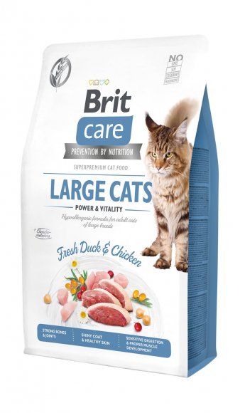Brit Care Large Cats - Беззерновой корм для кошек крупных пород, с уткой и курицей