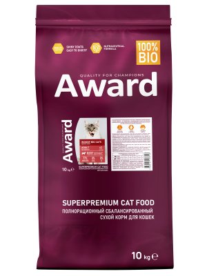 Award Indoor Big cats - Сухой корм для взрослых домашних кошек крупных пород, с Говядиной и Курицей Award Indoor Big cats - Сухой корм для взрослых домашних кошек крупных пород, с Говядиной и Курицей