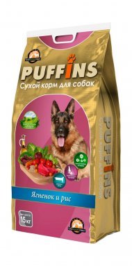 Puffins Ягненок и рис - сухой корм для собак