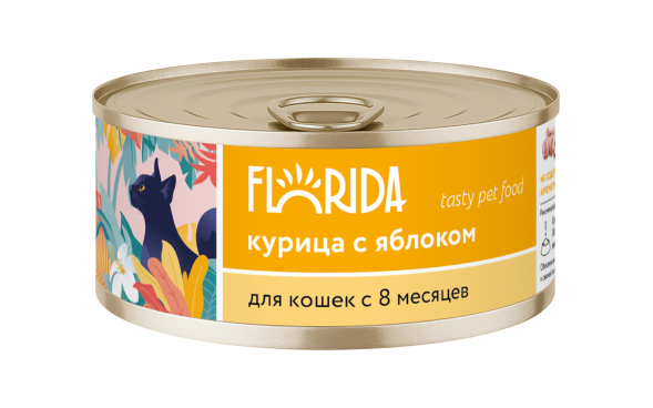 Florida - Консервы для кошек, с Курицей и Яблоком, 100гр