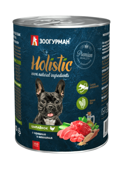 Зоогурман Holistic - Консервы для собак, цыпленок с горошком и шпинатом