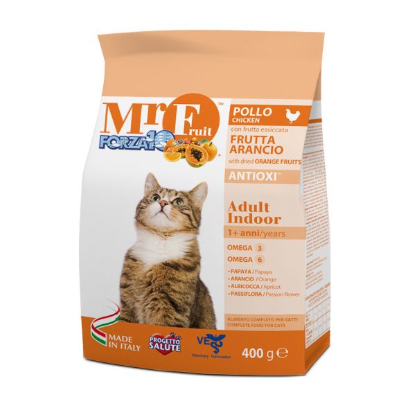 Forza10 Mr Fruit Indoor - Сухой корм для взрослых домашних кошек, с Курицей и Оранжевыми Фруктами