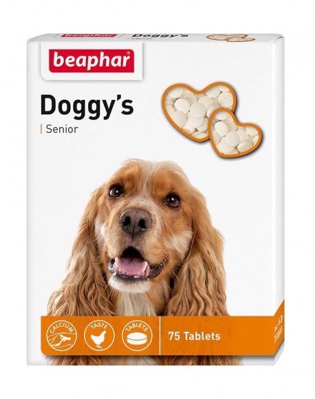 33833.580 Beaphar Doggy’s Senior - vitamini dlya sobak starshe 7 let 75 tab. kypit v zoomagazine «PetXP» Beaphar Doggy’s Senior - витамины для собак старше 7 лет 75 таб.