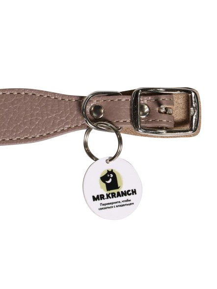 Mr. Kranch - Ошейник для собак из натуральной кожи с QR-адресникомм, 25-30 см