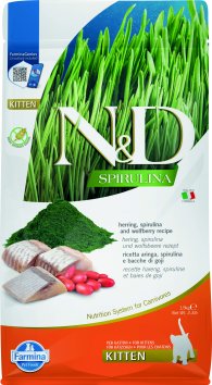 Farmina N&amp;amp;D Spirulina - Сухой корм для котят, Сельдь и Ягоды Годжи 1.5 кг