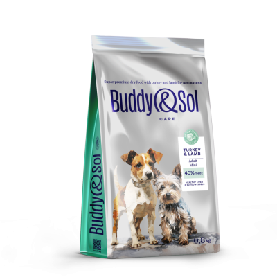 Buddy&Sol - Сухой корм для взрослых собак мелких пород, с индейкой и ягненком Buddy&Sol - Сухой корм для взрослых собак мелких пород, с индейкой и ягненком