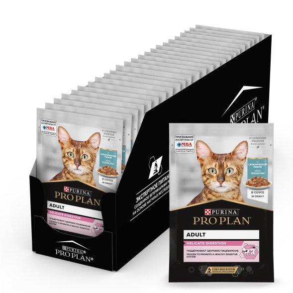 Pro Plan NutriSavour - Кусочки в соусе для привередливых кошек с рыбой 85 гр ( Delicate)