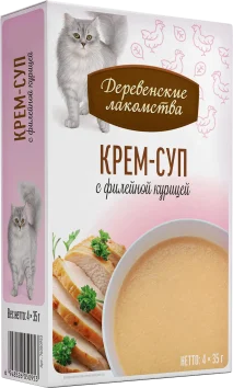 Деревенские Лакомства - Крем-суп для кошек с филейной курицей, 4*35 гр