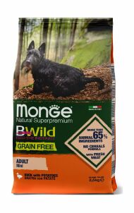 Monge BWild Grain Free Mini беззерновой - Корм для собак мелких пород утка с картофелем 2,5кг
