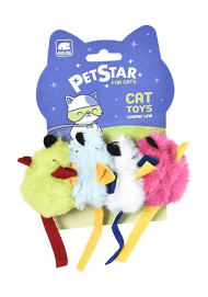 Pet Star - Игрушка для кошек, Мышки, 5.5см, набор 4шт