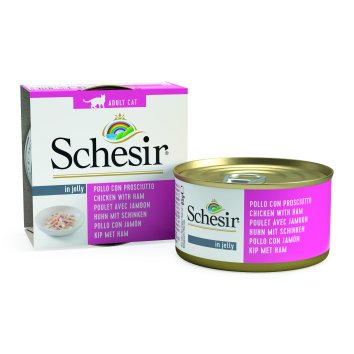 Schesir - Консервы для кошек с филе цыпленка и ветчиной 85гр