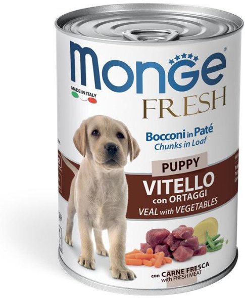 Monge Dog Fresh Chunks in Loaf - Консервы для щенков, мясной рулет из телятины с овощами 400гр