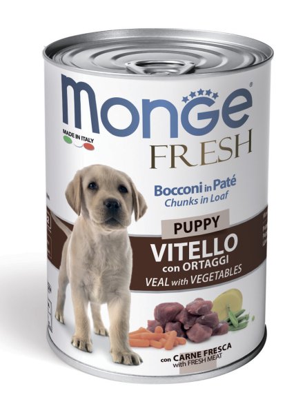 Monge Dog Fresh Chunks in Loaf - Консервы для щенков, мясной рулет из телятины с овощами 400гр