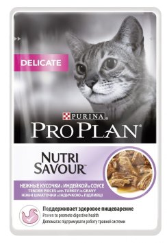 Pro Plan NutriSavour - Кусочки в соусе для привередливых кошек с индейкой 85 гр ( Delicate)