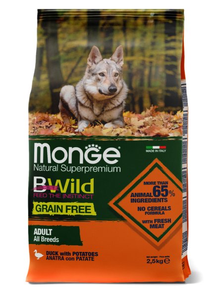 Monge BWild Grain Free - Беззерновой корм для собак всех пород утка с картофелем