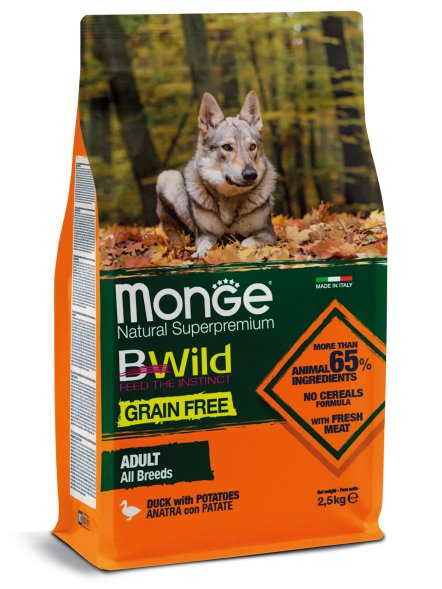 Monge BWild Grain Free - Беззерновой корм для собак всех пород утка с картофелем