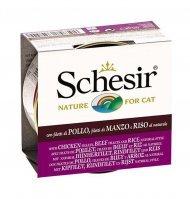 Schesir - Консервы для кошек с цыпленком, говядиной и рисом 85гр