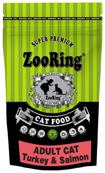 ZooRing - Сухой корм для взрослых кошек, Индейка и Лосось (Adult Turkey&amp;amp;Salmon)