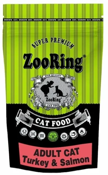 ZooRing - Сухой корм для взрослых кошек, Индейка и Лосось (Adult Turkey&amp;amp;Salmon)