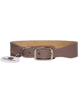 Mr. Kranch - Ошейник для собак из натуральной кожи с QR-адресникомм, 33-40 см