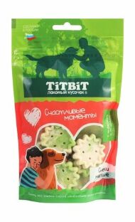 TiTBiT - Снеки мягкие "Счастливые моменты" для собак всех пород с индейкой и яблоком 100гр