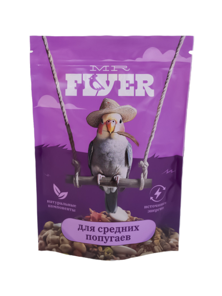 MR.Flyer - Полнорационный сбалансированный корм для средних попугаев, 500гр