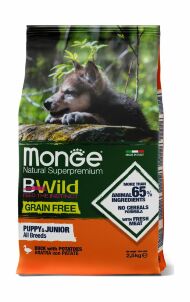 Monge BWild Grain Free Puppy - Беззерновой корм для щенков утка с картофелем 2,5 кг