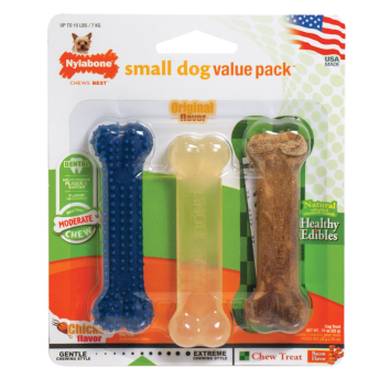 Nylabone - Набор из 3 косточек для маленьких собак XS - бекон/курица/курица