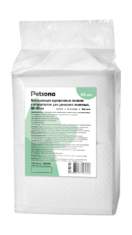 Petsona - Гелевые пеленки для животных Extra с аттрактантом, белые, 40х60, 50 шт