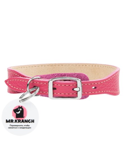 Mr. Kranch - Ошейник для собак из натуральной кожи с QR-адресникомм, 38-45 см