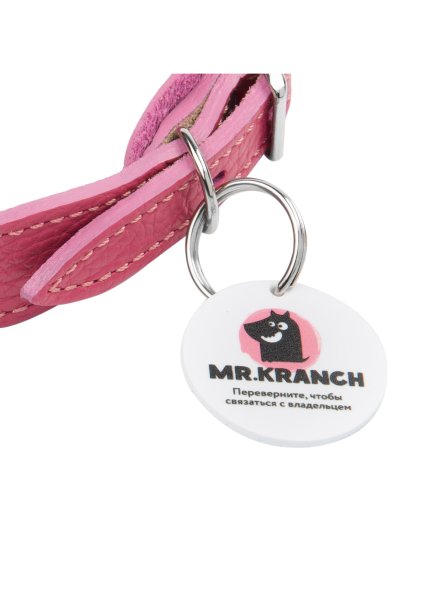 Mr. Kranch - Ошейник для собак из натуральной кожи с QR-адресникомм, 38-45 см