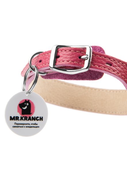 Mr. Kranch - Ошейник для собак из натуральной кожи с QR-адресникомм, 38-45 см