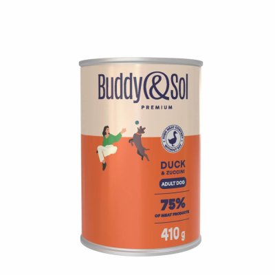 Buddy&Sol - Консервы для собак всех пород с уткой и цуккини, 410гр
