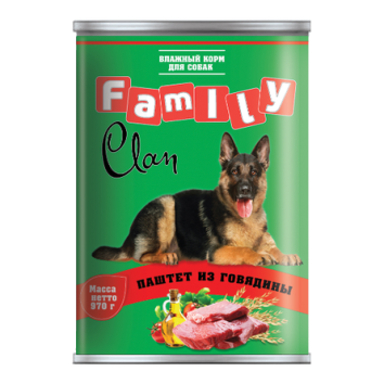 Clan Family - Консервы для собак паштет из говядины №40 970г
