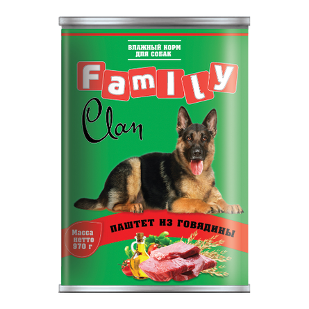 Clan Family - Консервы для собак паштет из говядины №40 970г