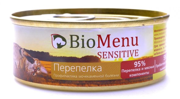 BioMenu - Гипоаллергенный паштет для кошек с Перепелкой 100 гр