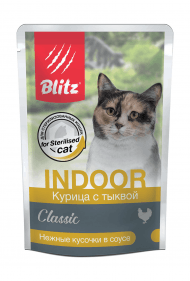 Blitz Classic Indoor Chicken & Pumpkin - Пауч для взрослых кошек, с Курицей и Тыквой, 85 гр