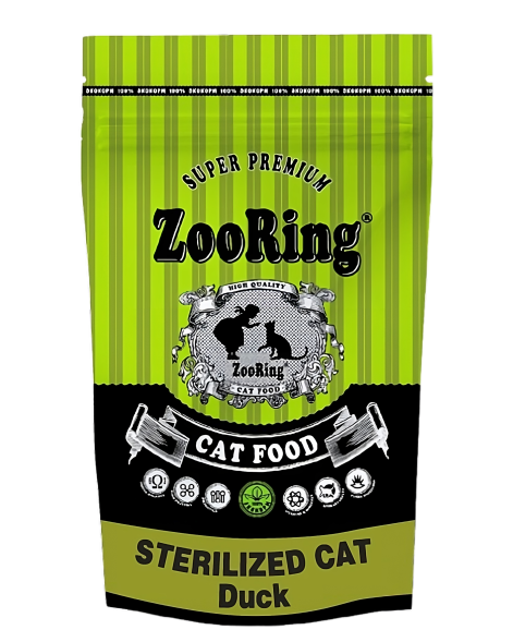 ZooRing Sterilized - Сухой корм для стерилизованных кошек, с Уткой (Duck)