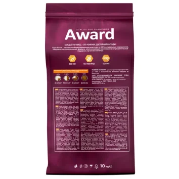 Award PFB Sterilized - Сухой корм для взрослых стерилизованных кошек с Индейкой и Курицей с добавлением Клюквы и Цикория 15кг