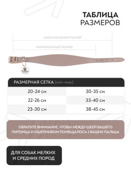 Mr. Kranch - Ошейник-селедка для собак из натуральной кожи с QR-адресникомм, 19-23 см