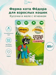 Ферма кота Федора - Пауч для кошек, в желе с ягненком 85 г