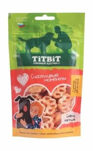 TiTBiT - Снеки мягкие "Счастливые моменты" для собак всех пород с уткой, малиной и облепихой 100гр