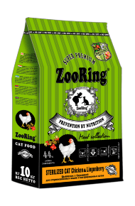 ZooRing Sterilized Cat Chicken & Lingonberry - Сухой корм для стерилизованных кошек, Цыпленок с брусникой