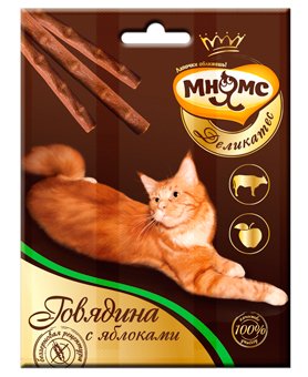 Мнямс - Деликатес лакомые палочки 9 см для кошек с говядиной и яблоком 3х4 г